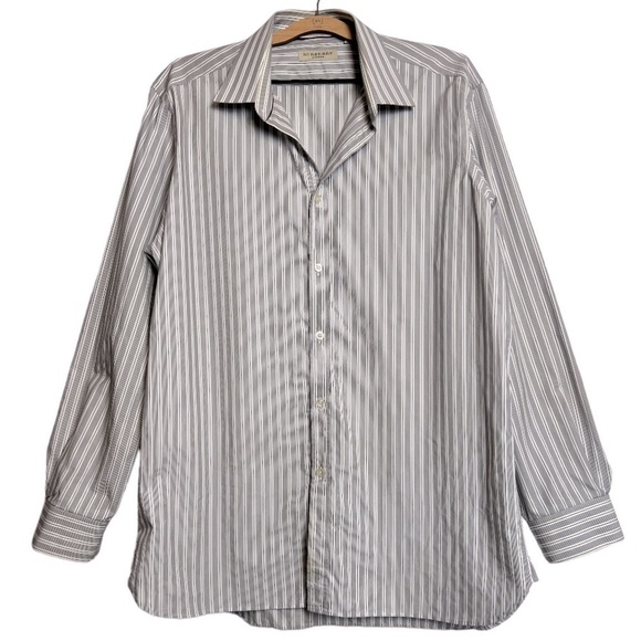 Vintage Men’s Burberry Cotton Stripe Dress Shirt 17/43 - Picture 1 of 15